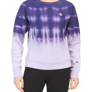 Champion Purple Tie Dyed Sweatshirt Crew Neck NWT